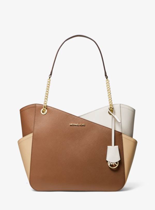 Damske Prenosná Taška Michael Kors Jet Set Large Color-Block Saffiano Leather Viacfarebný - Kabelky Michael Kors Vypredaj | HYENZ-8175